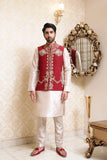 Mehroon Orange Waistcoat